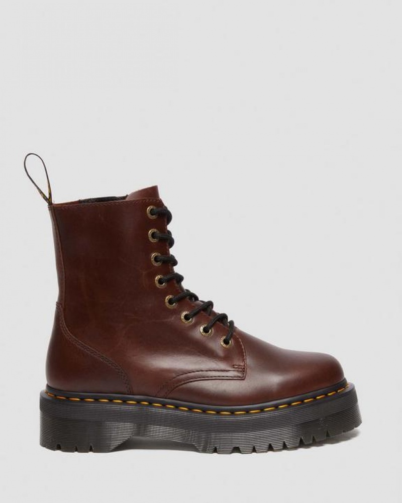 Dr Martens Jadon Boot Pull Up Læder Platforms Støvler Dame Mørkebrune | Danmark_Dr54551