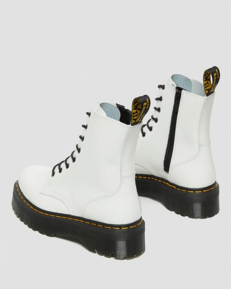 Dr Martens Jadon Boot Smooth Læder Platforms Støvler Dame Hvide | Danmark_Dr19043