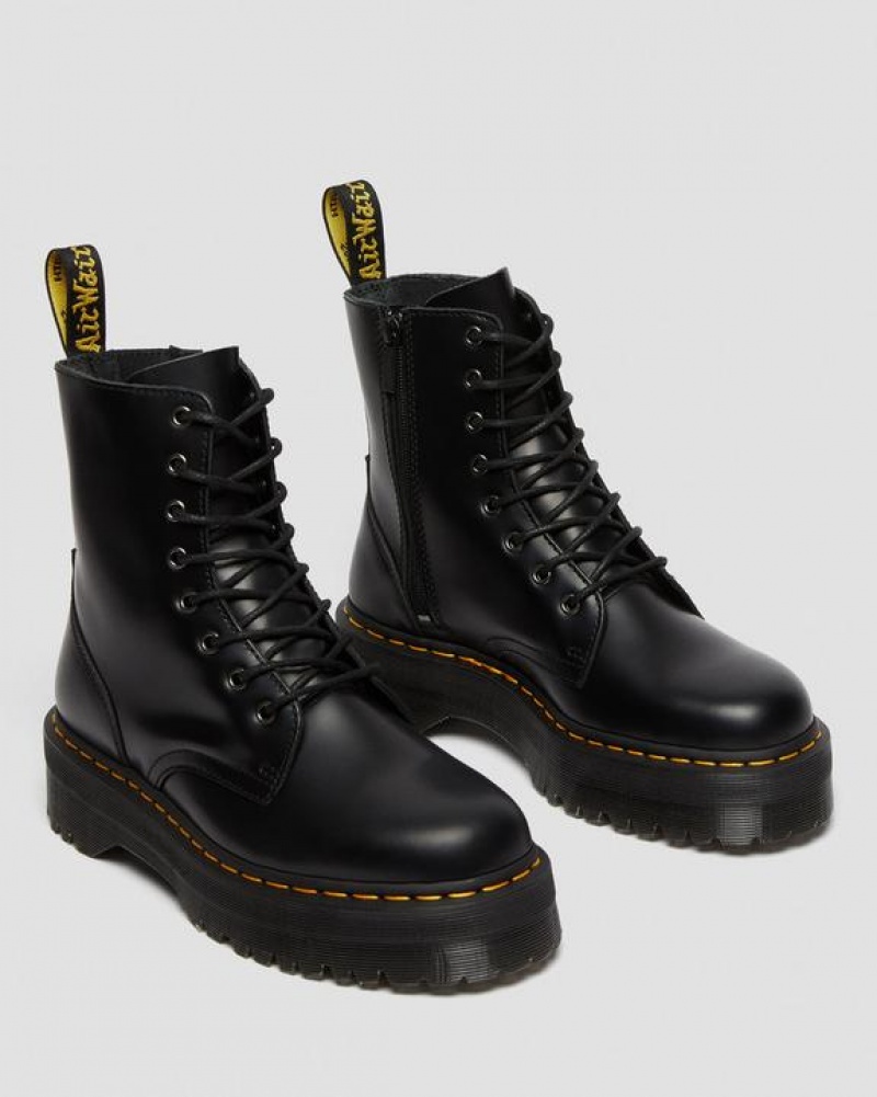 Dr Martens Jadon Boot Smooth Læder Platforms Støvler Dame Sort | Danmark_Dr90530