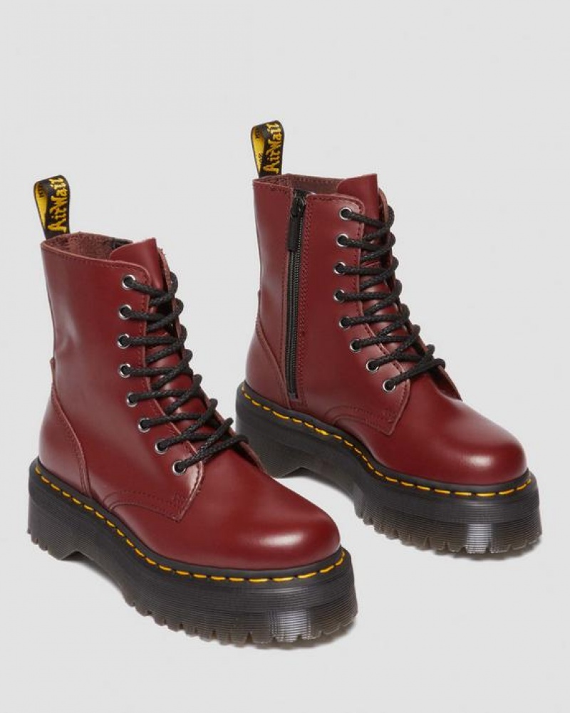 Dr Martens Jadon Boot Smooth Læder Platforms Støvler Dame Rød | Danmark_Dr39540