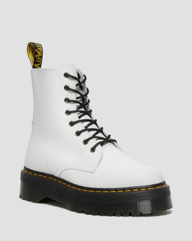 Dr Martens Jadon Boot Smooth Læder Platform Sko Dame Hvide | Danmark_Dr91834