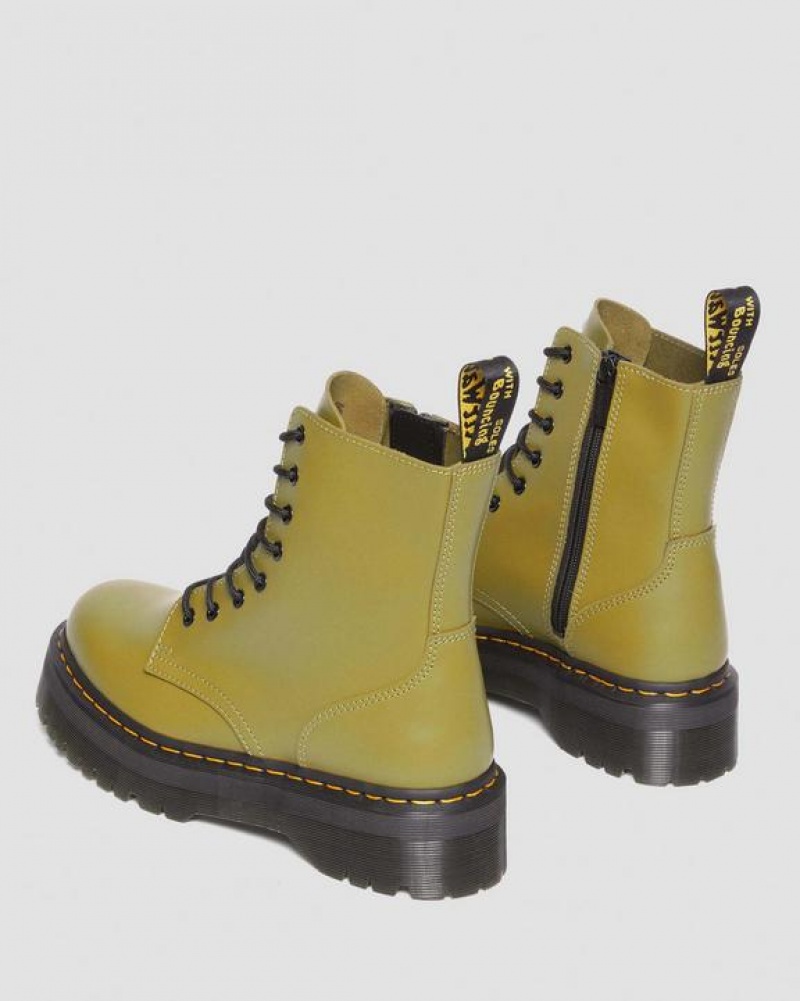 Dr Martens Jadon Boot Smooth Læder Platforms Støvler Herre Olivengrøn | Danmark_Dr56344