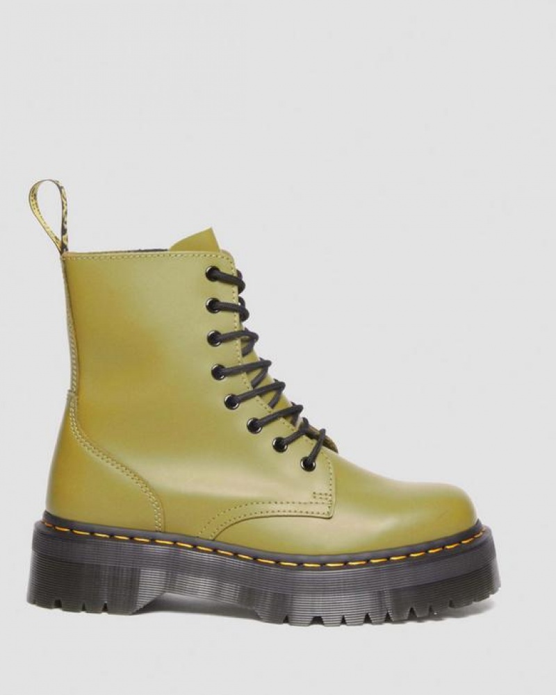 Dr Martens Jadon Boot Smooth Læder Platforms Støvler Herre Olivengrøn | Danmark_Dr56344