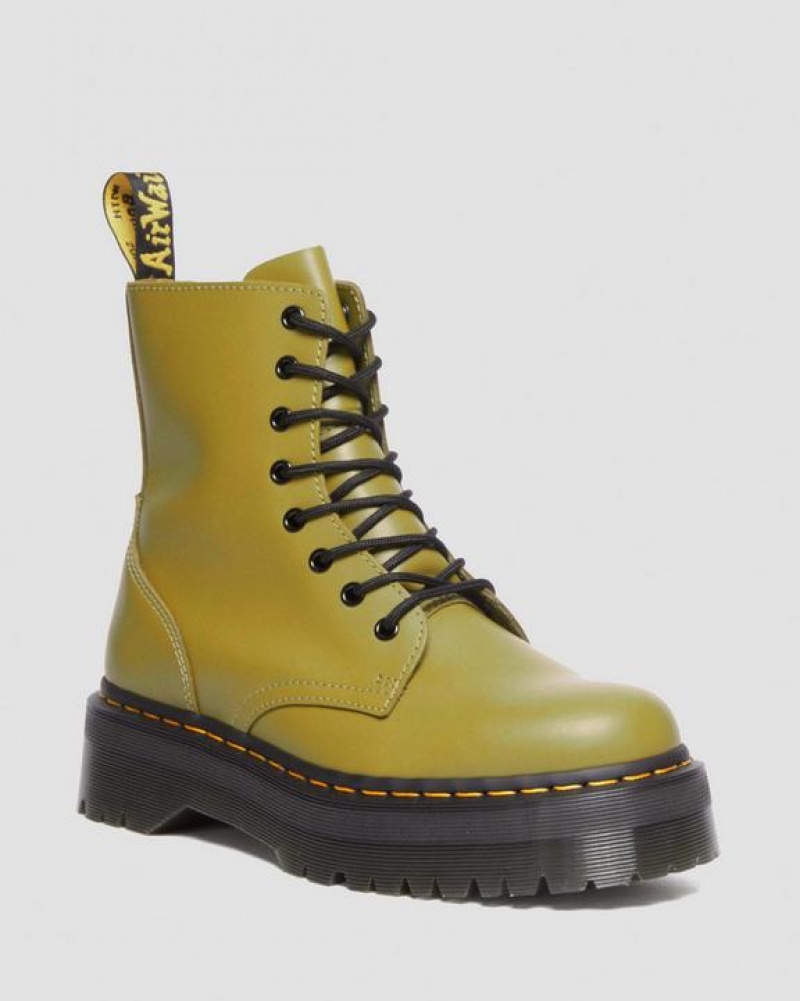 Dr Martens Jadon Boot Smooth Læder Platforms Støvler Herre Olivengrøn | Danmark_Dr56344