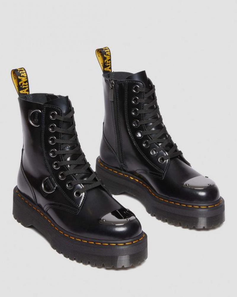 Dr Martens Jadon Boot Tå Guard Læder Platforms Støvler Dame Sort | Danmark_Dr85266