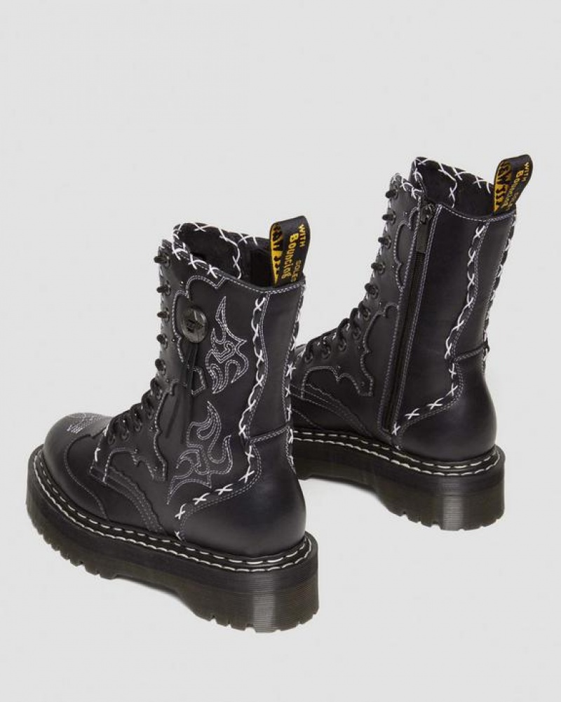 Dr Martens Jadon Hi Boot Gothic Americana Læder Platform Sko Dame Sort | Danmark_Dr52759