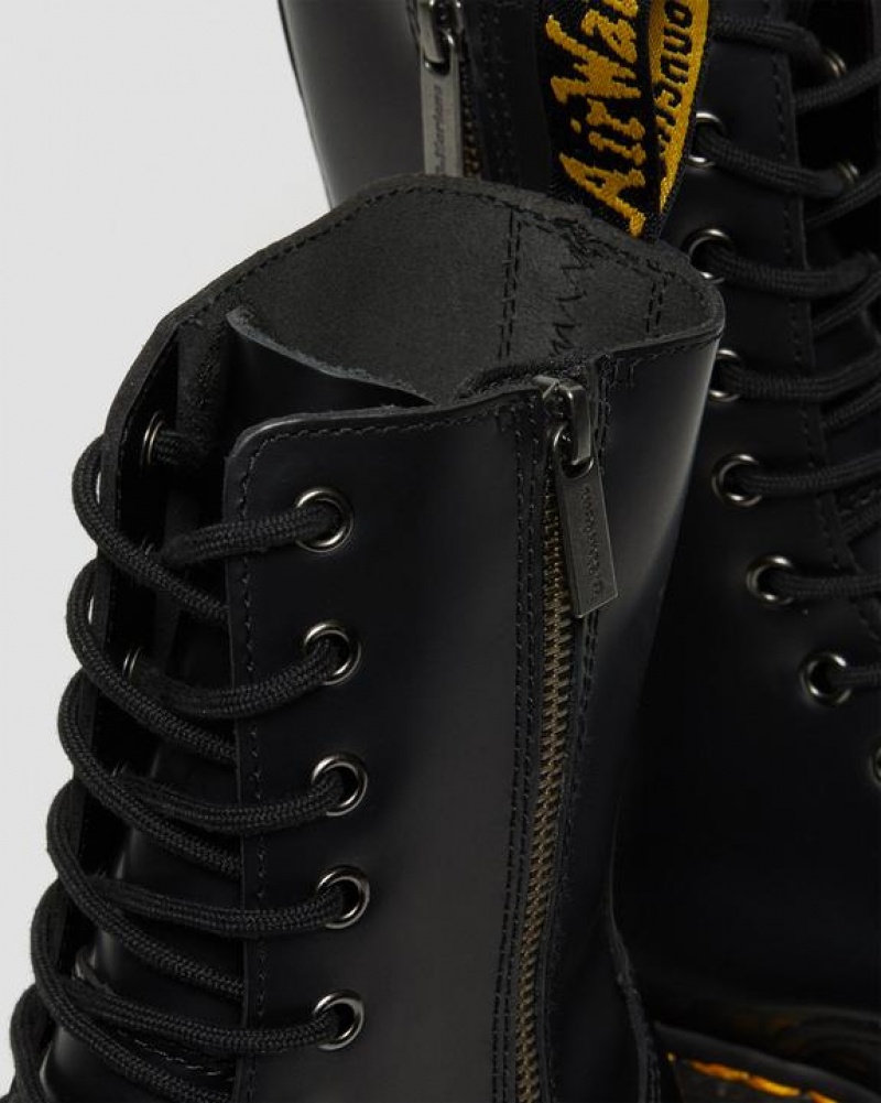 Dr Martens Jadon Hi Boot Smooth Læder Platforms Støvler Herre Sort | Danmark_Dr48151