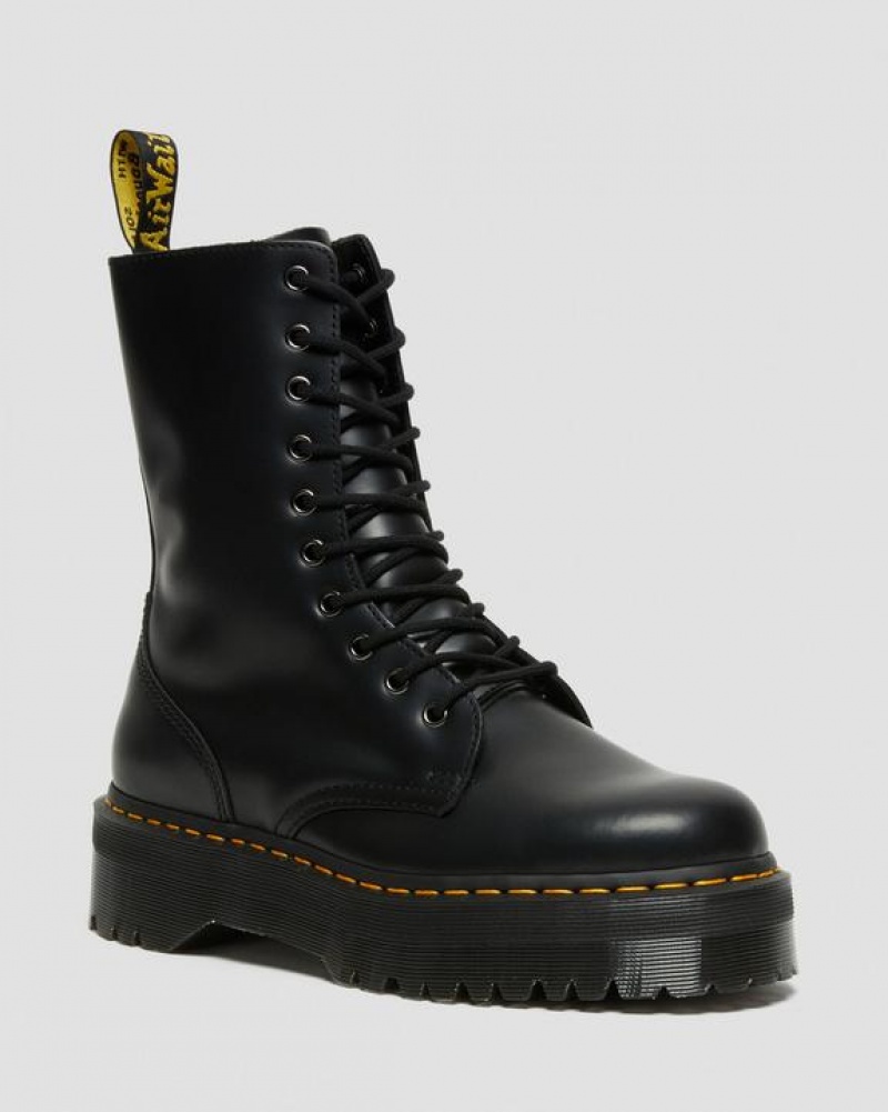 Dr Martens Jadon Hi Boot Smooth Læder Platforms Støvler Herre Sort | Danmark_Dr48151