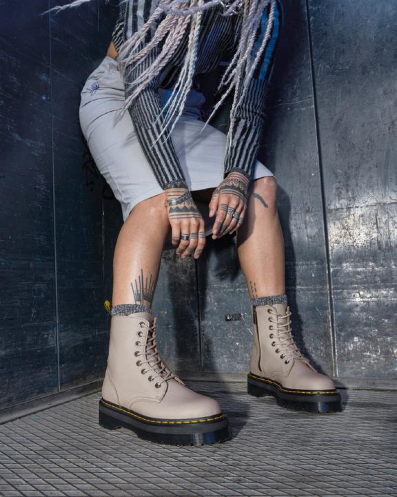 Dr Martens Jadon III Boot Pisa Læder Platform Sko Herre Grå Brune | Danmark_Dr76784