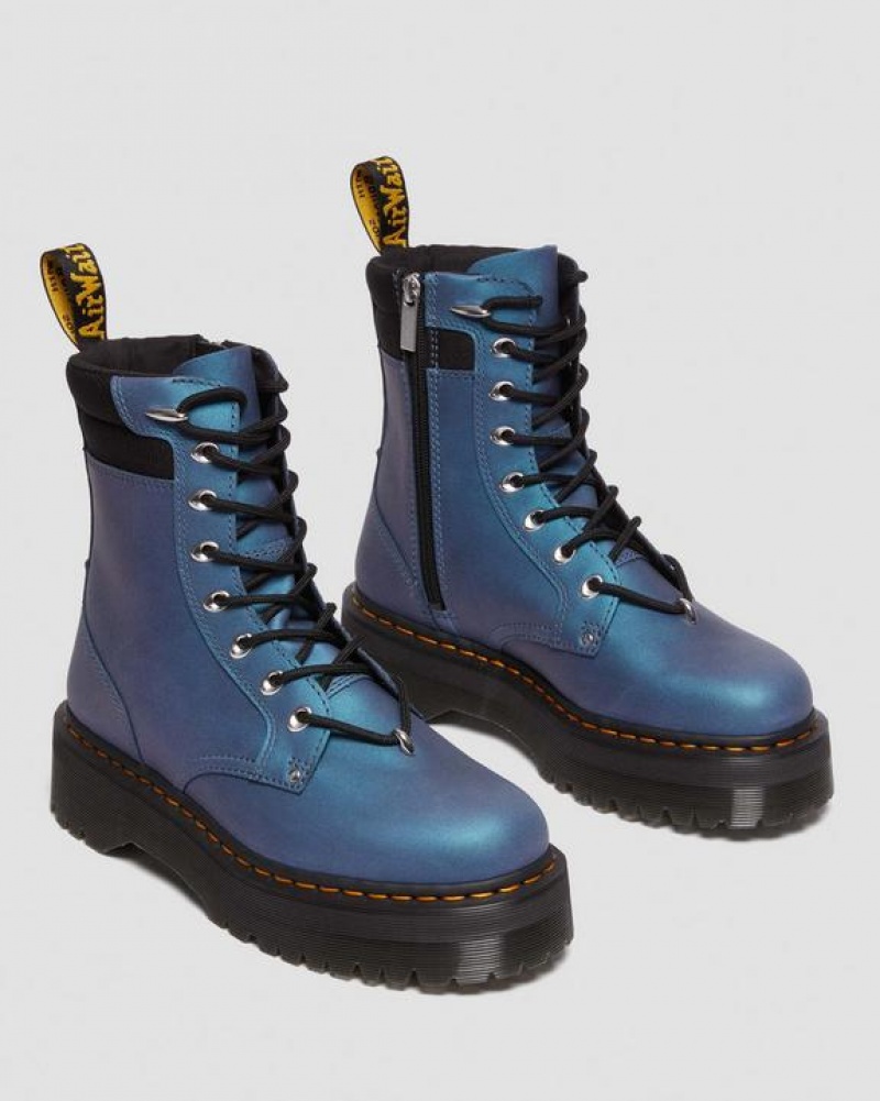 Dr Martens Jadon II Boot Hardware Pull Up Læder Platform Sko Herre Dyb Blå | Danmark_Dr41013