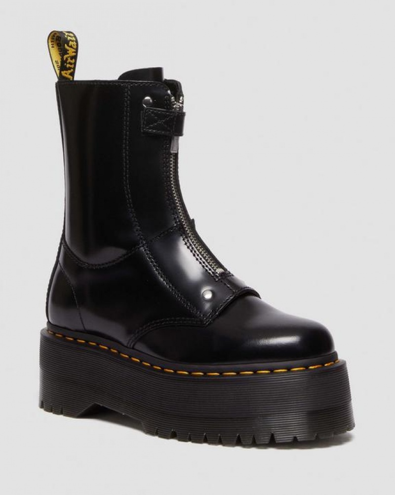 Dr Martens Jetta Hi Max Læder Platform Støvler Dame Sort | Danmark_Dr37502