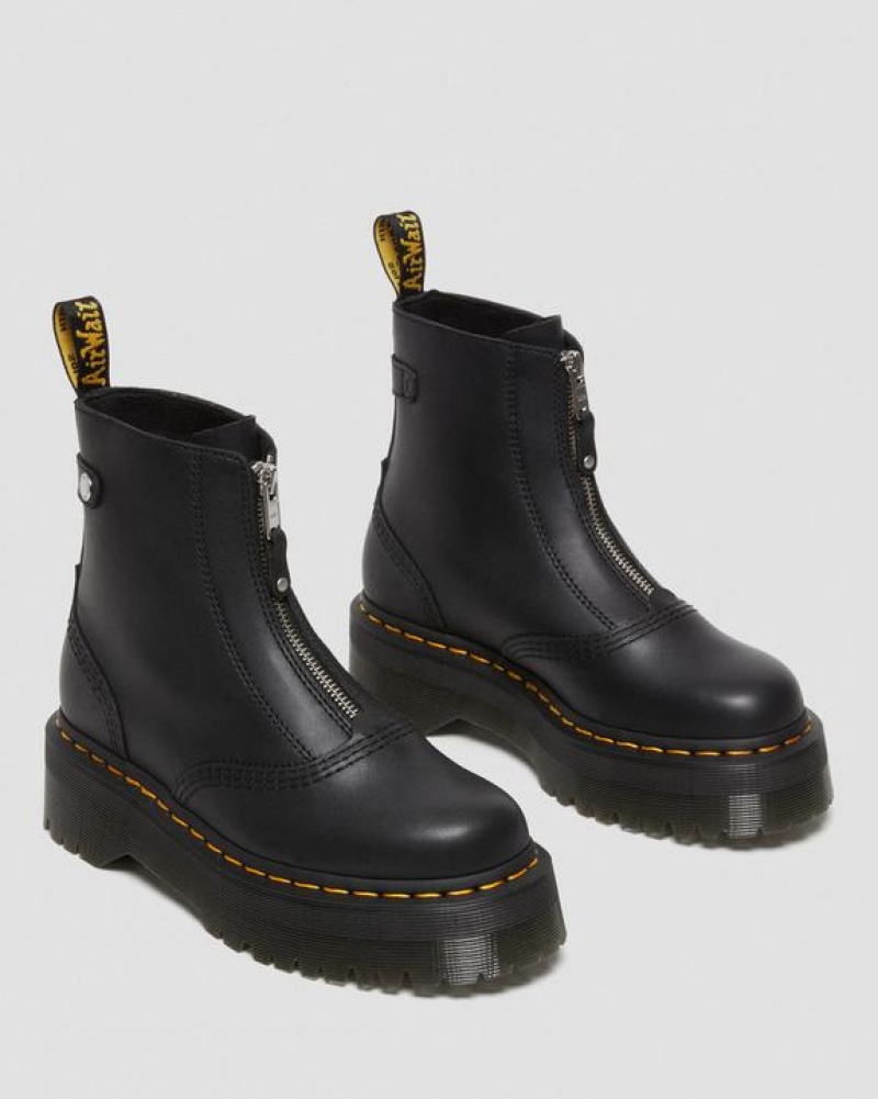 Dr Martens Jetta Zipped Sendal Læder Platform Støvler Dame Sort | Danmark_Dr78684