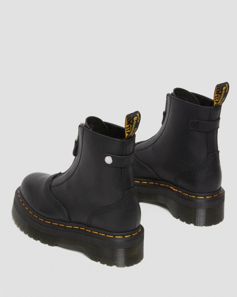 Dr Martens Jetta Zipped Sendal Læder Platform Støvler Dame Sort | Danmark_Dr78684