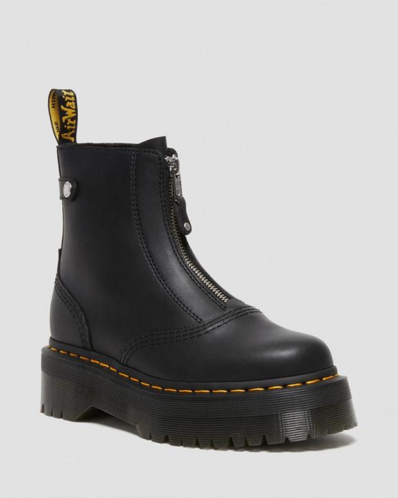 Dr Martens Jetta Zipped Sendal Læder Platform Støvler Dame Sort | Danmark_Dr78684