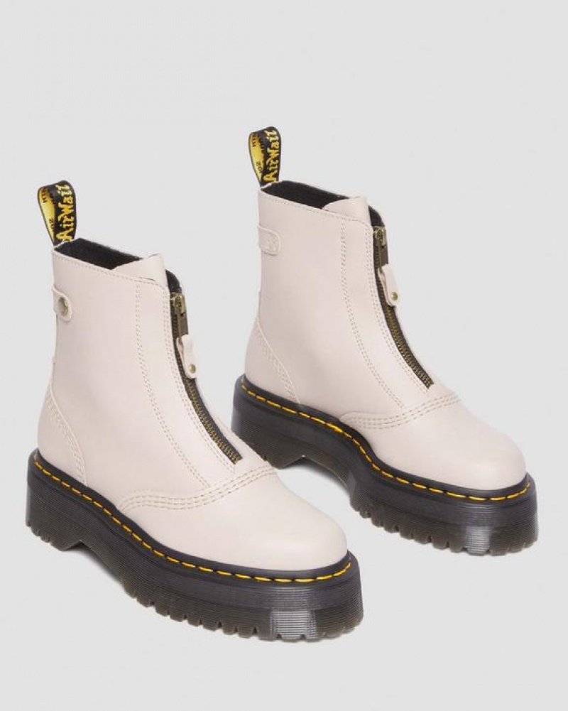 Dr Martens Jetta Zipped Sendal Læder Platform Støvler Dame Grå Brune | Danmark_Dr86268