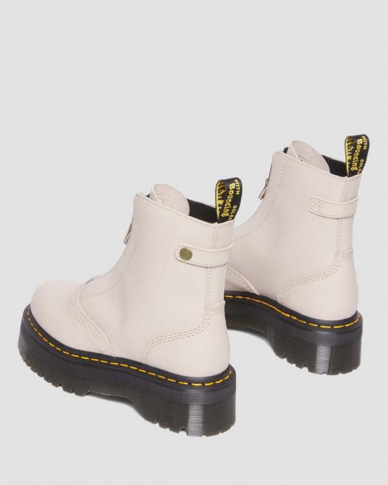 Dr Martens Jetta Zipped Sendal Læder Platform Støvler Dame Grå Brune | Danmark_Dr86268