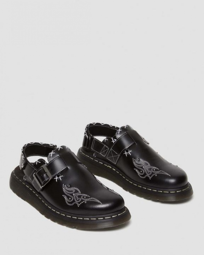 Dr Martens Jorge II Gothic Americana Læder Slingback Mules Sko Dame Sort | Danmark_Dr82304