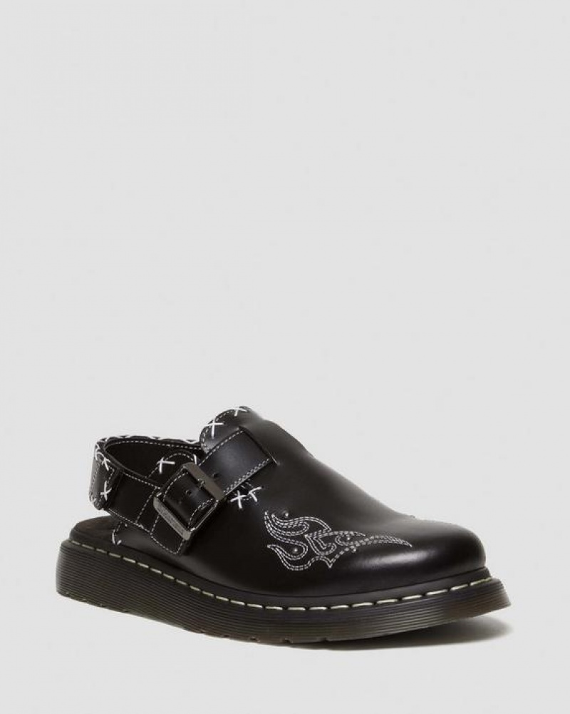 Dr Martens Jorge II Gothic Americana Læder Slingback Mules Sko Dame Sort | Danmark_Dr82304