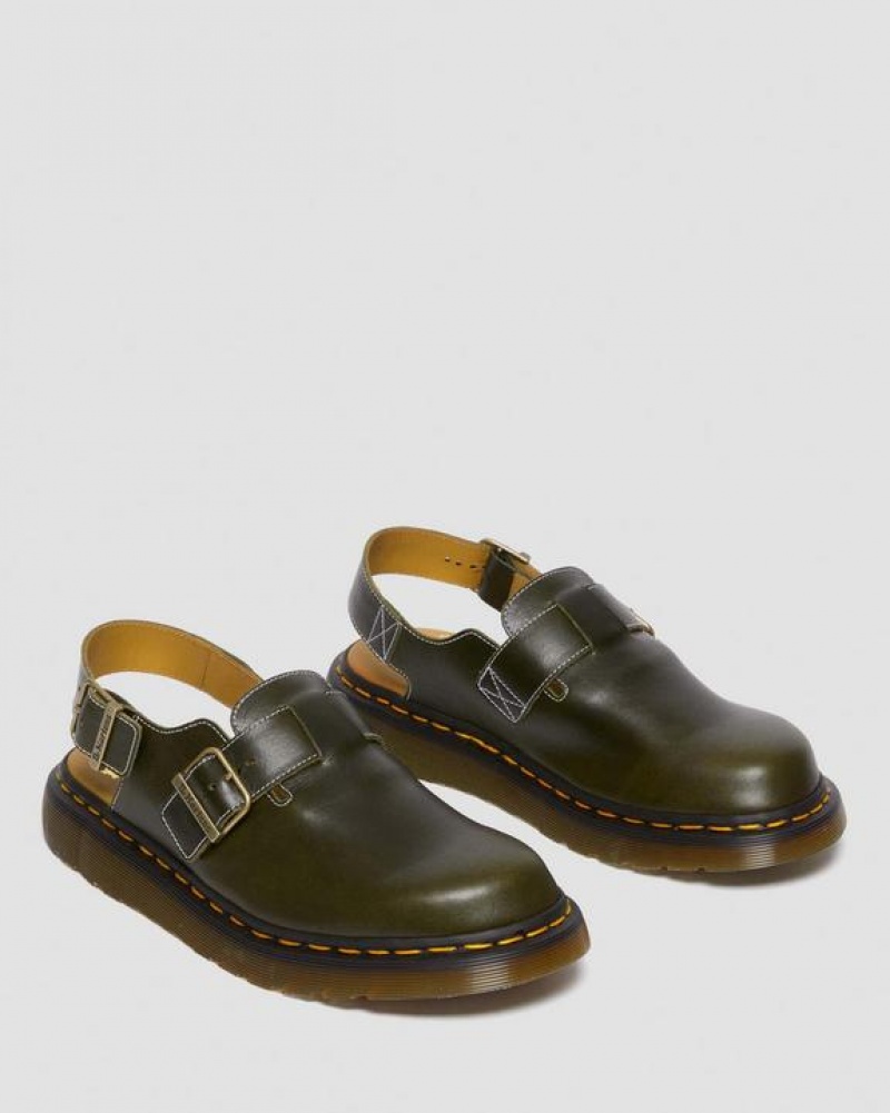 Dr Martens Jorge Made in England Classic Læder Slingback Mules Sko Dame Mørkegrøn | Danmark_Dr53420