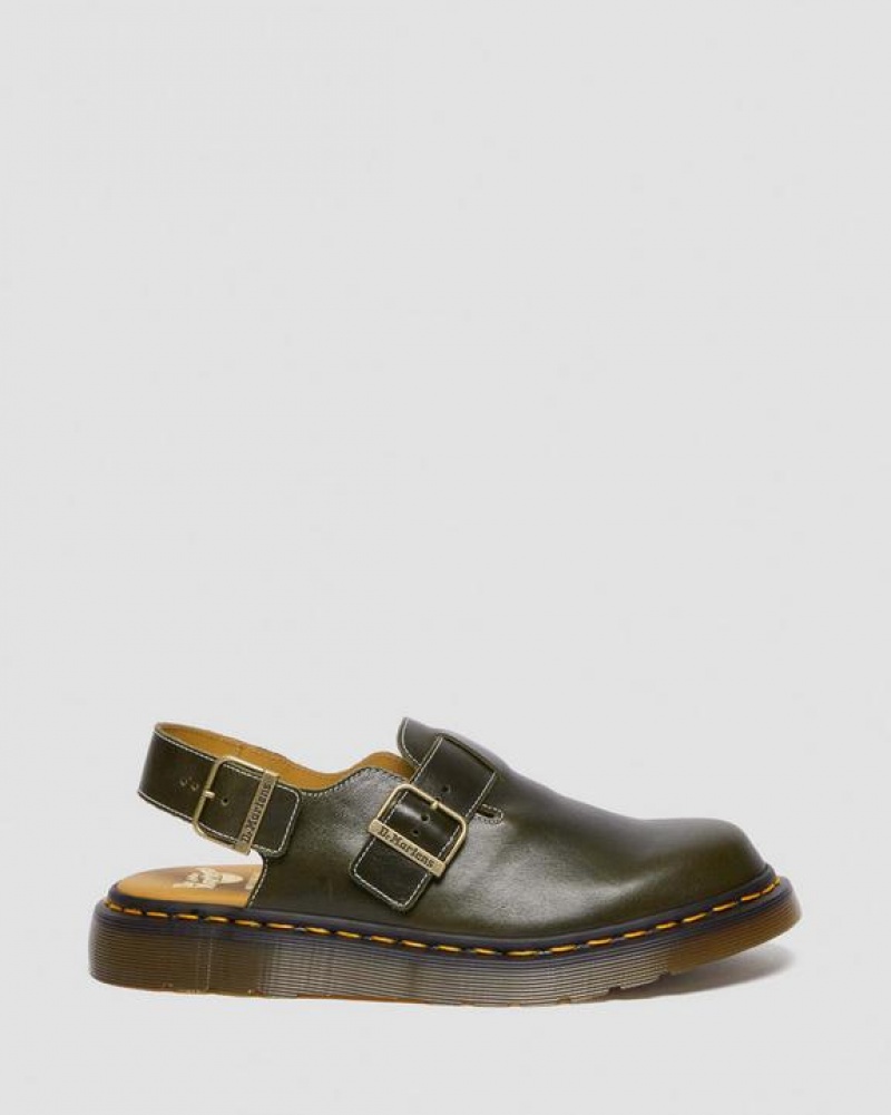 Dr Martens Jorge Made in England Classic Læder Slingback Mules Sko Dame Mørkegrøn | Danmark_Dr53420