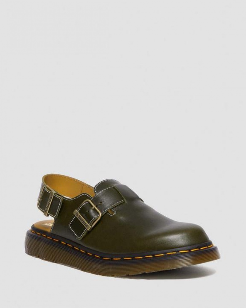 Dr Martens Jorge Made in England Classic Læder Slingback Mules Sko Dame Mørkegrøn | Danmark_Dr53420