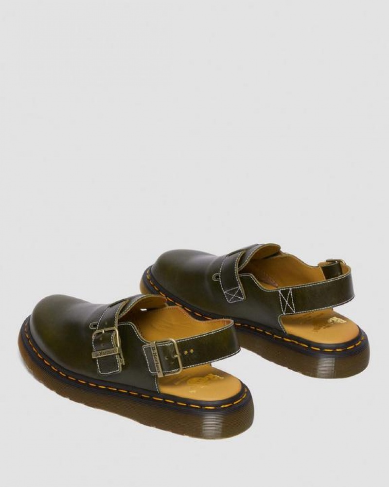 Dr Martens Jorge Made in England Classic Læder Slingback Sandaler Dame Mørkegrøn | Danmark_Dr99624