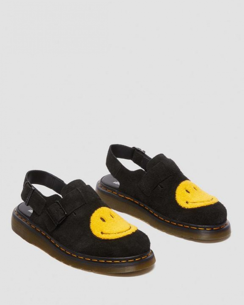 Dr Martens Jorge Smiley® Napped Ruskind Slingback Mules Sko Dame Sort | Danmark_Dr86821