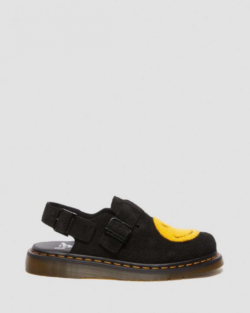 Dr Martens Jorge Smiley® Napped Ruskind Slingback Mules Sko Dame Sort | Danmark_Dr86821