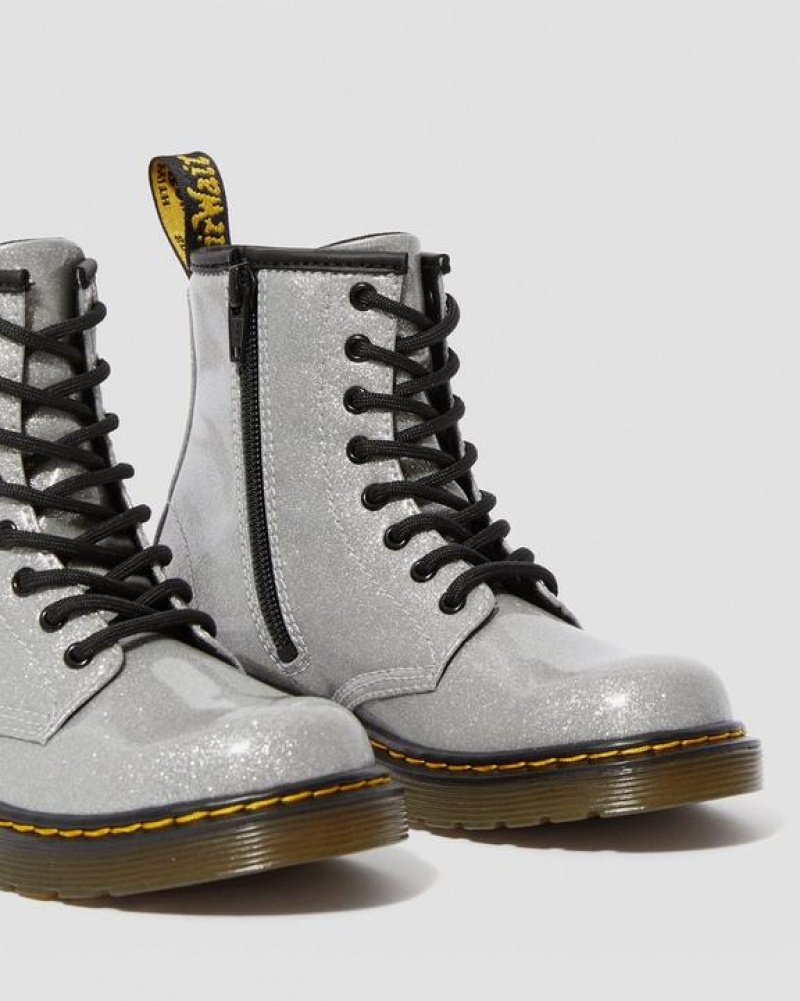 Dr Martens Junior 1460 Glitter Blonder Up Støvler Børn Sølv | Danmark_Dr99330