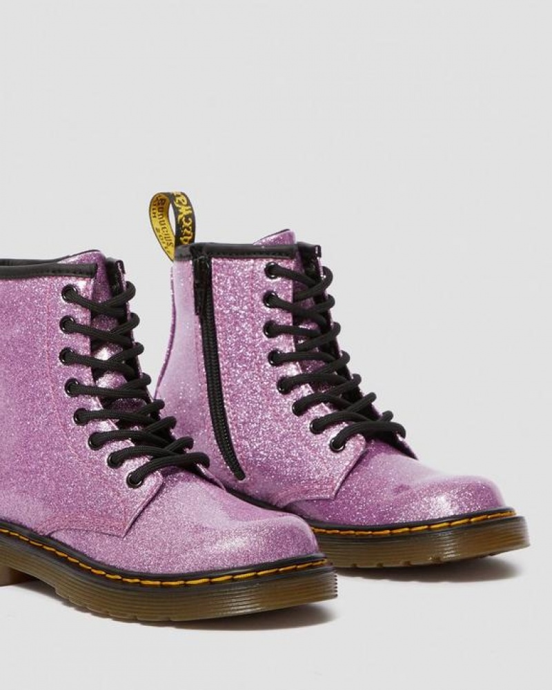 Dr Martens Junior 1460 Glitter Blonder Up Støvler Børn Mørkelyserød | Danmark_Dr37018