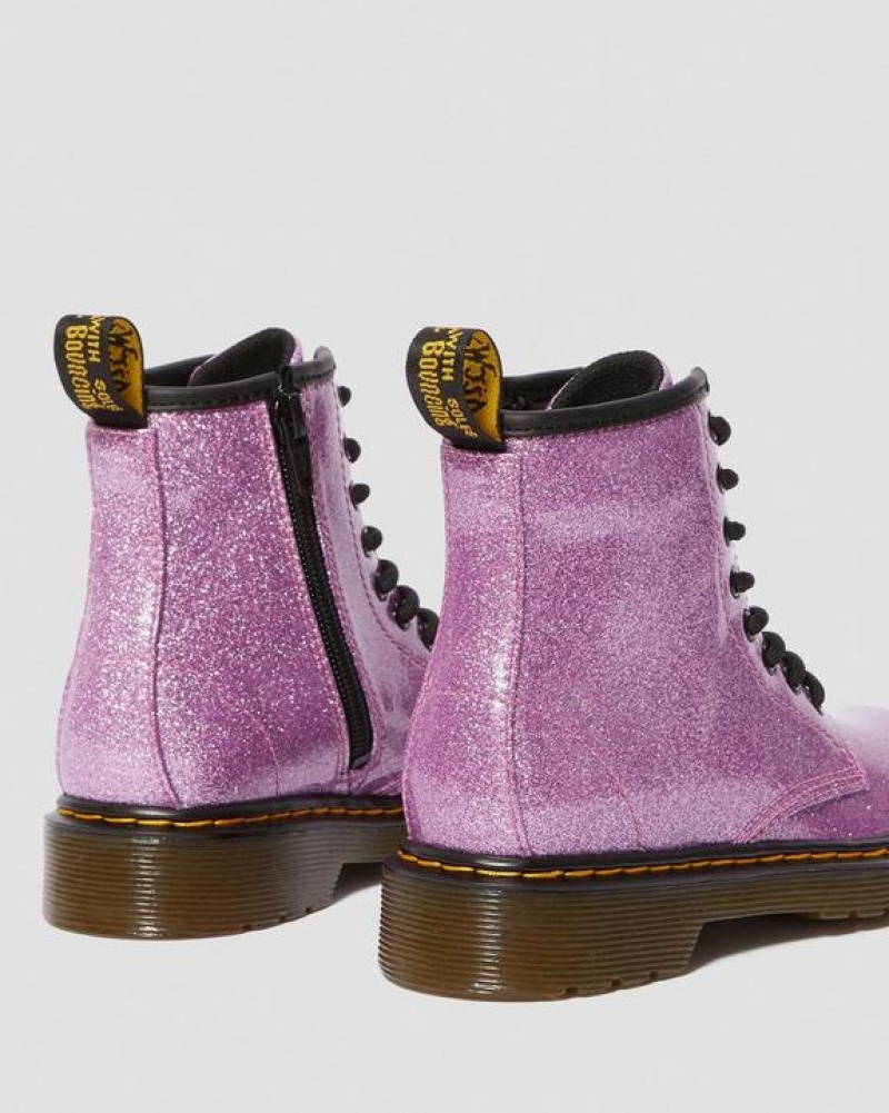 Dr Martens Junior 1460 Glitter Blonder Up Støvler Børn Mørkelyserød | Danmark_Dr37018