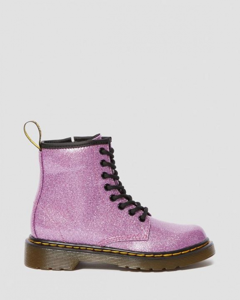 Dr Martens Junior 1460 Glitter Blonder Up Støvler Børn Mørkelyserød | Danmark_Dr37018