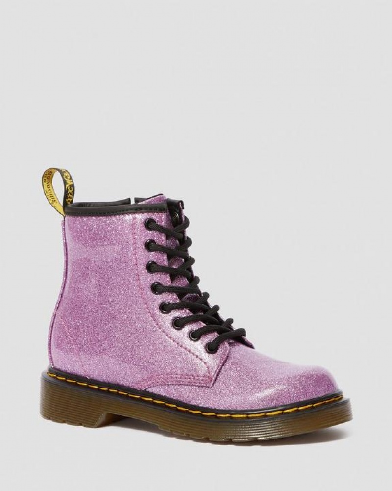 Dr Martens Junior 1460 Glitter Blonder Up Støvler Børn Mørkelyserød | Danmark_Dr37018