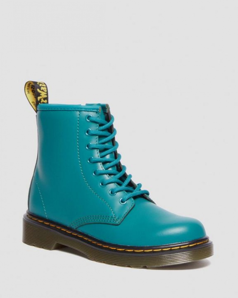 Dr Martens Junior 1460 Læder Blonder Up Støvler Børn Turkis Grøn | Danmark_Dr38414