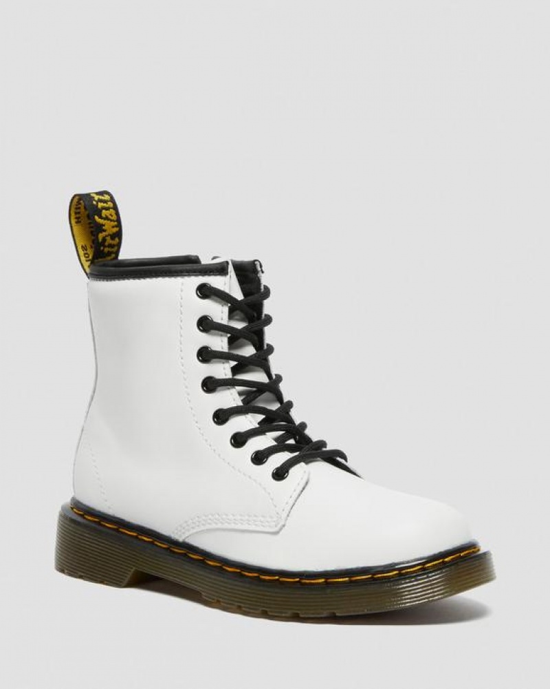 Dr Martens Junior 1460 Læder Blonder Up Støvler Børn Hvide | Danmark_Dr80502