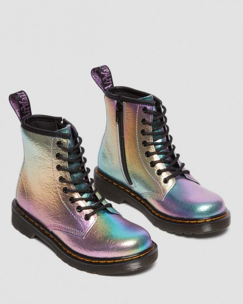 Dr Martens Junior 1460 Rainbow Crinkle Læder Blonder Up Støvler Børn Flerfarvede | Danmark_Dr83848