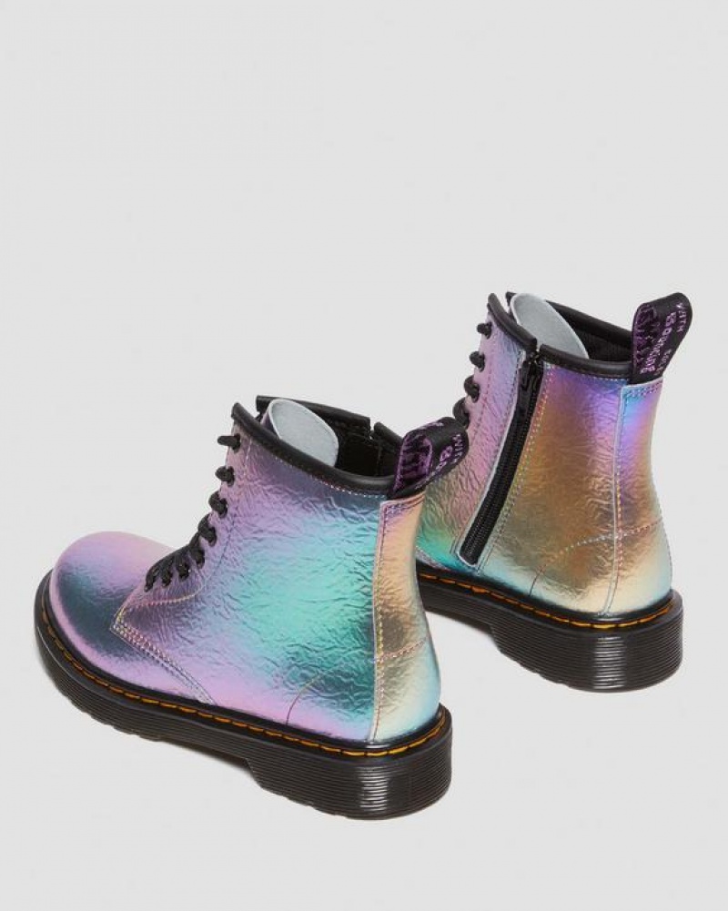 Dr Martens Junior 1460 Rainbow Crinkle Læder Blonder Up Støvler Børn Flerfarvede | Danmark_Dr83848