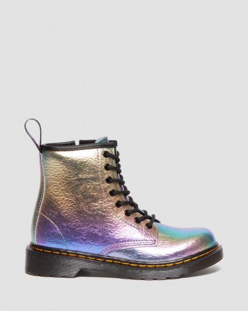 Dr Martens Junior 1460 Rainbow Crinkle Læder Blonder Up Støvler Børn Flerfarvede | Danmark_Dr83848