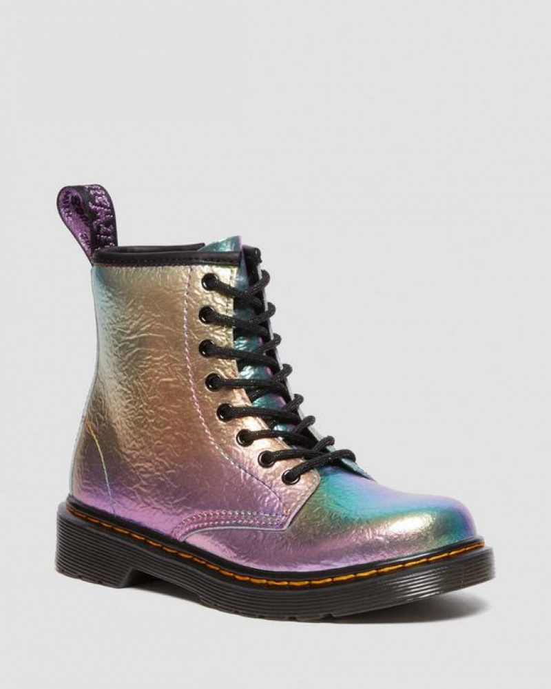 Dr Martens Junior 1460 Rainbow Crinkle Læder Blonder Up Støvler Børn Flerfarvede | Danmark_Dr83848