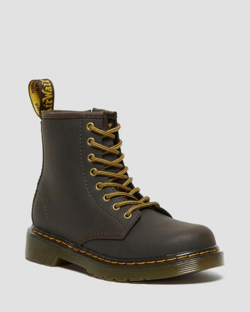 Dr Martens Junior 1460 Wildhorse Læder Blonder Up Støvler Børn Mørkebrune | Danmark_Dr51662