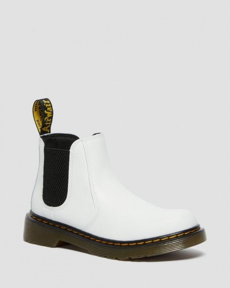 Dr Martens Junior 2976 Læder Chelsea Støvler Børn Hvide | Danmark_Dr55944