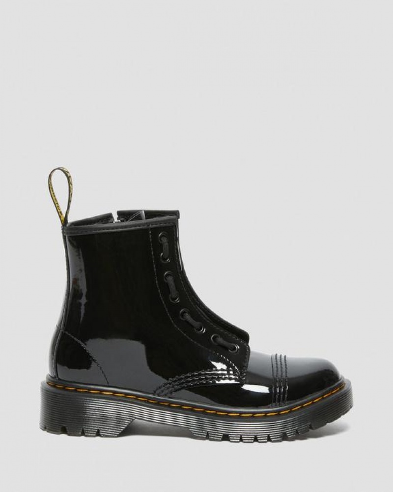 Dr Martens Junior Sinclair Bex Lak Læder Støvler Børn Sort | Danmark_Dr10002