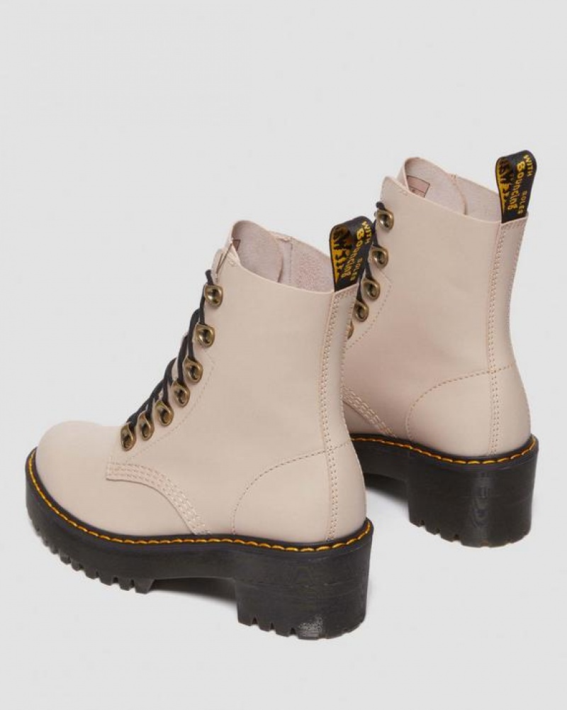 Dr Martens Leona Women's Sendal Læder Platform Sko Dame Grå Brune | Danmark_Dr84175