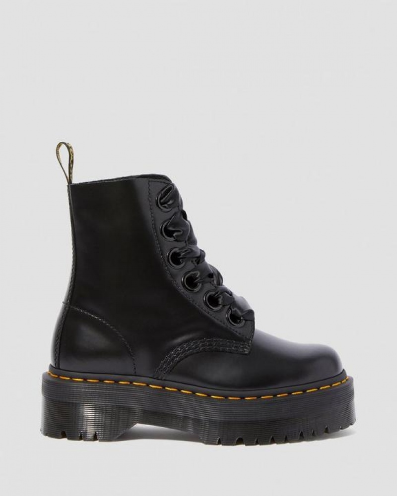 Dr Martens Molly Women's Læder Platform Sko Dame Sort | Danmark_Dr87223