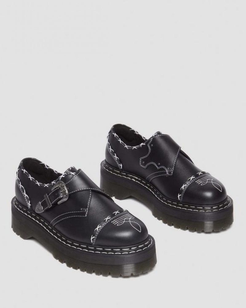 Dr Martens Monk Gothic Americana Læder Platform Sko Dame Sort | Danmark_Dr44296