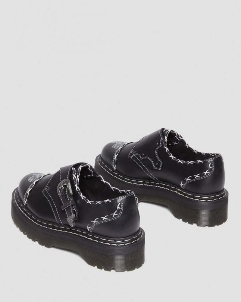 Dr Martens Monk Gothic Americana Læder Platform Sko Dame Sort | Danmark_Dr44296