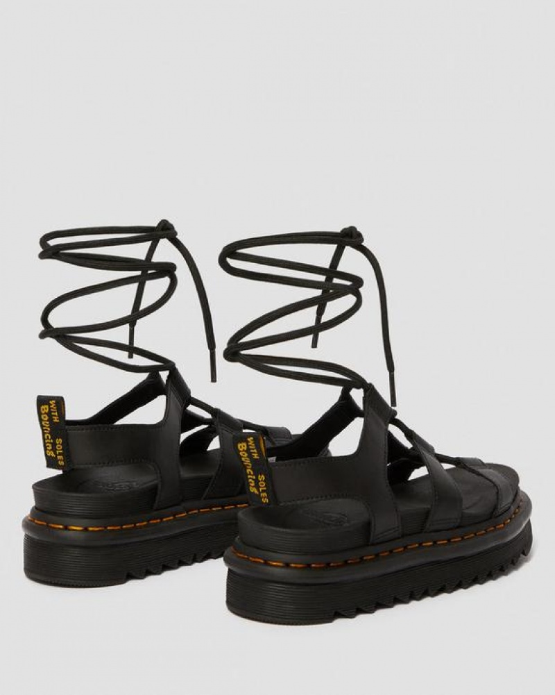 Dr Martens Nartilla Women's Læder Gladiator Platform Sko Dame Sort | Danmark_Dr80840