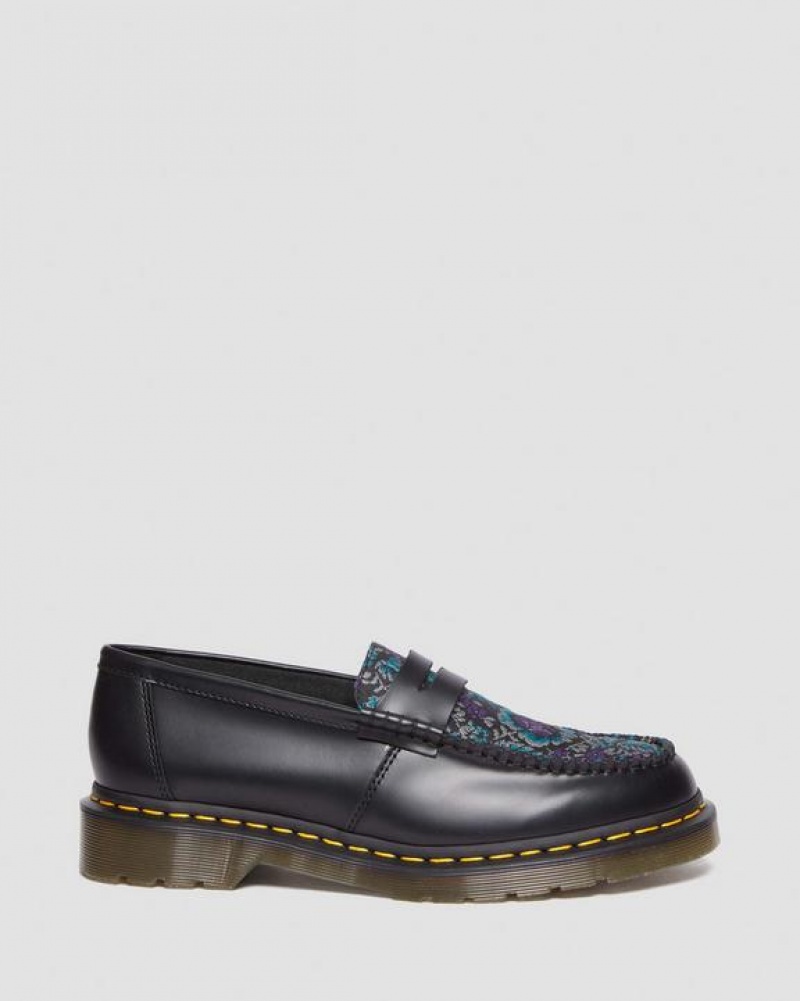 Dr Martens Penton Floral Jacquard Loafers Sko Dame Sort | Danmark_Dr22383