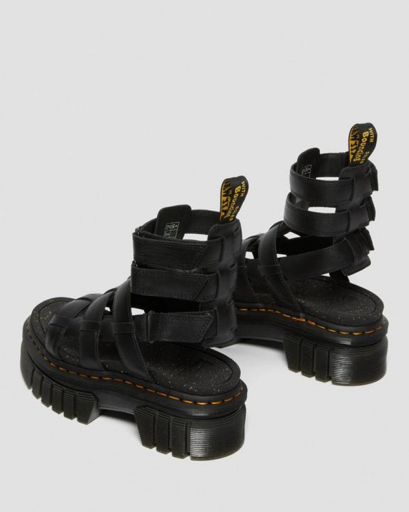 Dr Martens Ricki Nappa Lux Læder Gladiator Platform Sko Dame Sort | Danmark_Dr26847