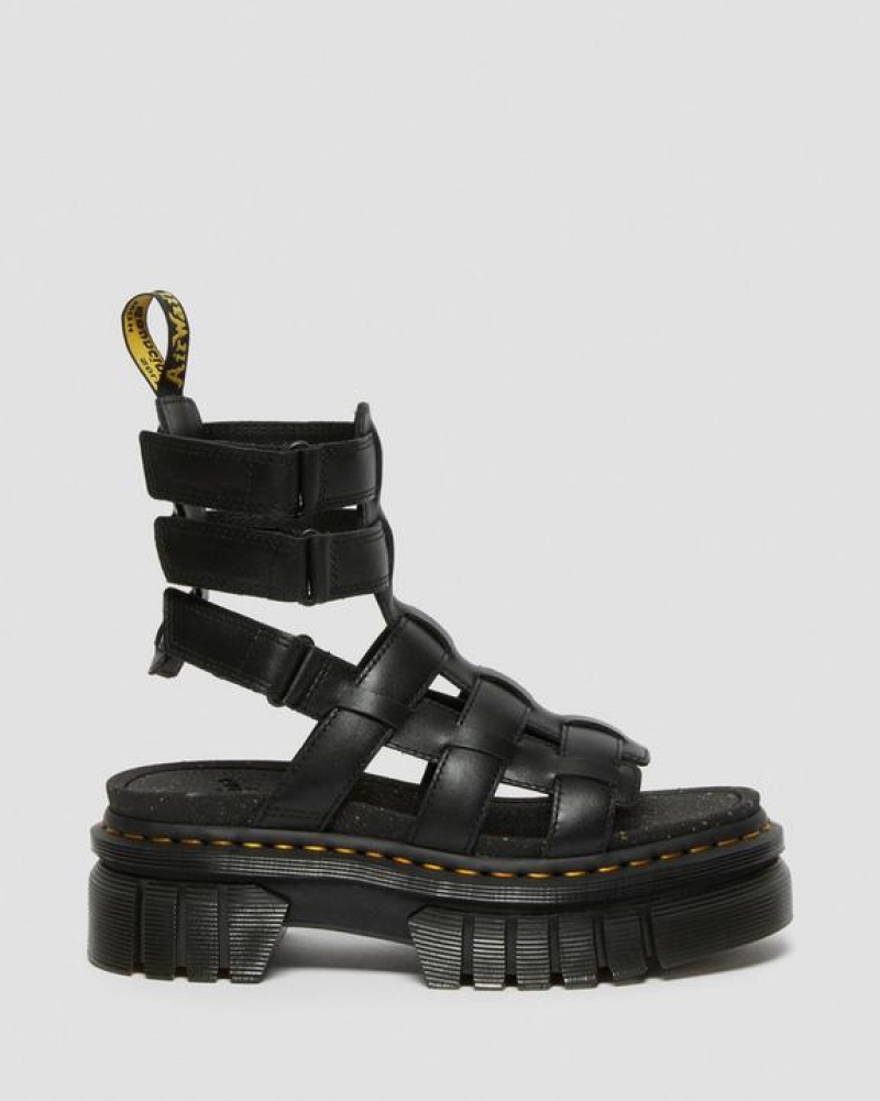 Dr Martens Ricki Nappa Lux Læder Gladiator Platform Sko Dame Sort | Danmark_Dr26847